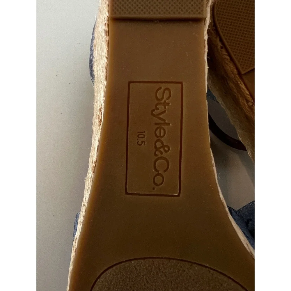 Style & Co Women SELEENEY Faux Leather Open Toe Wedge‎ Sandals Size 10.5 NIB